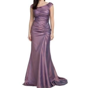 NWT Xcapw by Joanna Chen Dusty Lilac Mermaid Evening Formal Gown w Train
